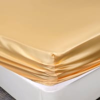 PiccoCasa Szatén Gumis Lepedő 200x200 cm Arany Magas Matrachoz - 200x200x35cm, Gold 9