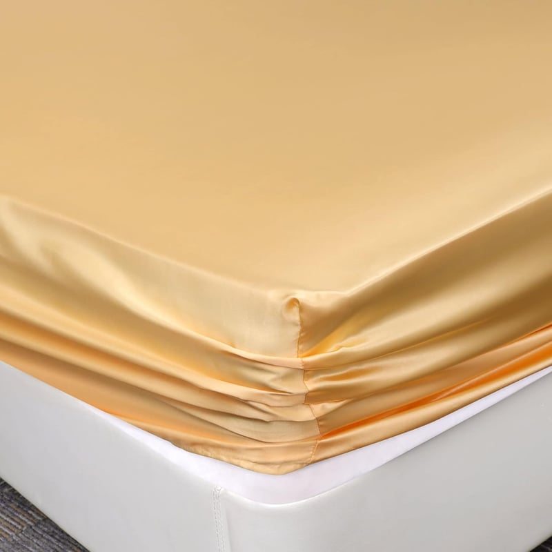 PiccoCasa Szatén Gumis Lepedő 200x200 cm Arany Magas Matrachoz - 200x200x35cm, Gold