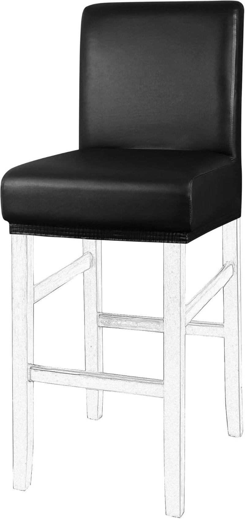 PiccoCasa vízálló bárszék huzat műbőr rugalmas sávval fekete - 1pcs, Black