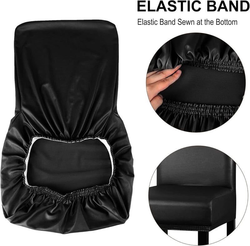 PiccoCasa vízálló bárszék huzat műbőr rugalmas sávval fekete - 1pcs, Black