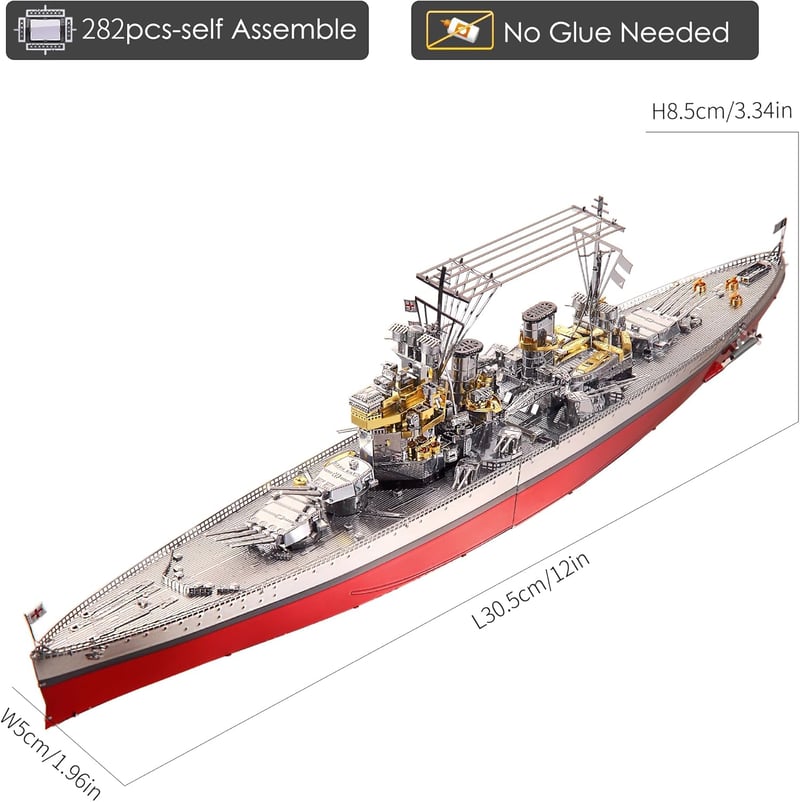 Piececool 3D Fém Puzzle Battleship Prince of Wales 282 Darab Acél Modell