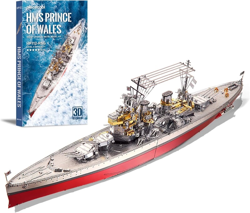 Piececool 3D Fém Puzzle Battleship Prince of Wales 282 Darab Acél Modell