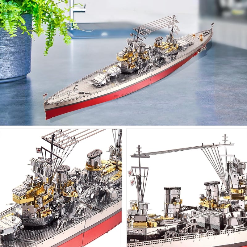Piececool 3D Fém Puzzle Battleship Prince of Wales 282 Darab Acél Modell
