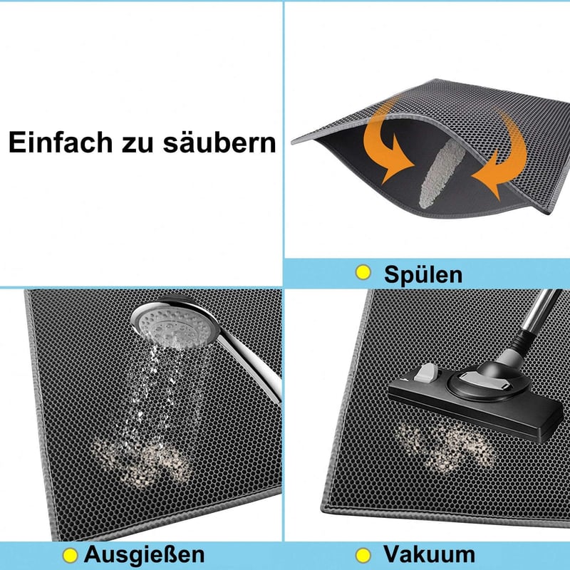 Pieviev macskavécé alátét 61x38cm méhsejt mintás vízálló dupla rétegű fekete