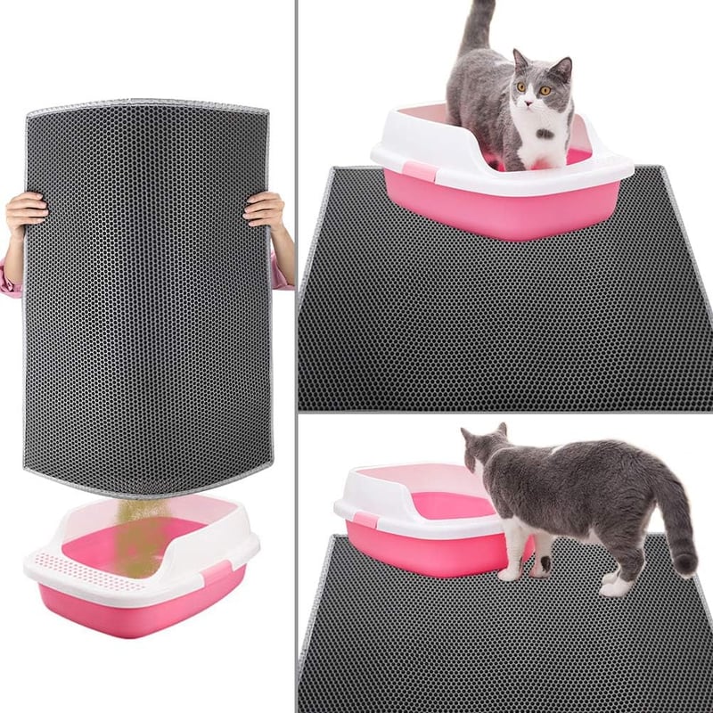 Pieviev macskavécé alátét 61x38cm méhsejt mintás vízálló dupla rétegű fekete