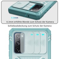 Vojenské puzdro Pilaru pre Samsung Galaxy S20 FE, zelené – nárazuvzdorné, s ochranou fotoaparátu, 360° otočným stojanom, PC rámom, ochranný kryt odolný voči poškriabaniu 3