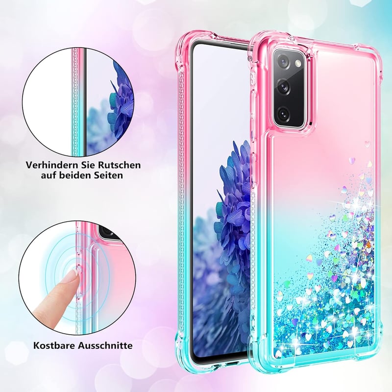 Pilaru Samsung Galaxy S20 FE Tok - Átlátszó Folyadékos Csillám Tok, Ütésálló Szilikon TPU Védőtok Nőknek, Vékony és Puha Mobiltelefon Hátlap