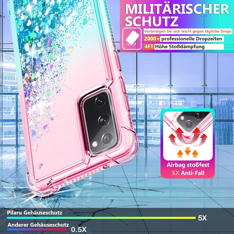 Pilaru Samsung Galaxy S20 FE Tok - Átlátszó Folyadékos Csillám Tok, Ütésálló Szilikon TPU Védőtok Nőknek, Vékony és Puha Mobiltelefon Hátlap