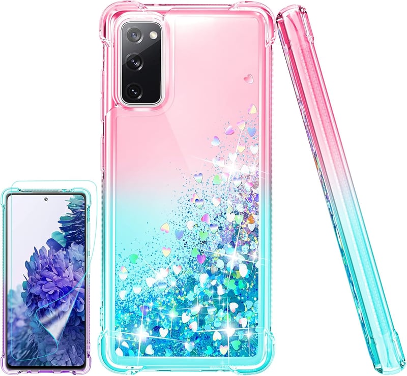 Pilaru Samsung Galaxy S20 FE Tok - Átlátszó Folyadékos Csillám Tok, Ütésálló Szilikon TPU Védőtok Nőknek, Vékony és Puha Mobiltelefon Hátlap