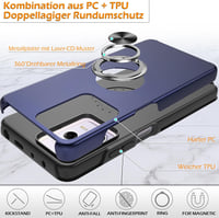 Pilaru Xiaomi Redmi Note 12 Pro 5G / Poco X5 Pro 5G Tok 360° Forgatható Mágneses Állvánnyal és 2 Képernyővédő Fóliával - Kék TPU+PC Védőtok 4