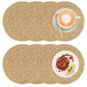 Pilikoll set od 8 okruglih podmetača od rogoza 30 cm, pleteni perivi mekani podmetači za stol za blagovaonicu, kuhinju i boho dekoraciju