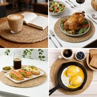 Pilikoll 8 ks okrúhlych prestieraní z trstiny, 30 cm, pletené, umývateľné, mäkké prestieranie na jedálenský stôl, kuchyňa, boho dekorácia 7