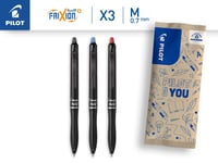 Sada vymazateľných gélových pier PILOT FriXion Ball Plus 07 – 3 ks, čierna/modrá/červená, stredný hrot, vysúvacie a plniteľné 2