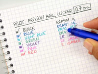 Gumovateľné gélové pero Pilot FriXion Clicker 0,7 mm s mechanizmom stláčania, modré, balenie 6 ks, plniteľné, stredný hrot 6
