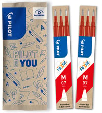 Uložak za Pilot FriXion Gel roler 0.7 mm, 6 kom, crveni, tinta koja se briše, kompatibilan s FriXion Ball i Clicker 0.7, srednja debljina 1