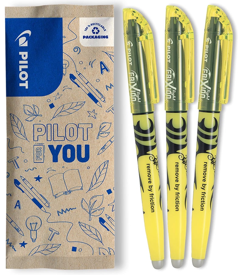 Marker fluorescent ștersibil Pilot FriXion Light, galben neon, set de 3 bucăți