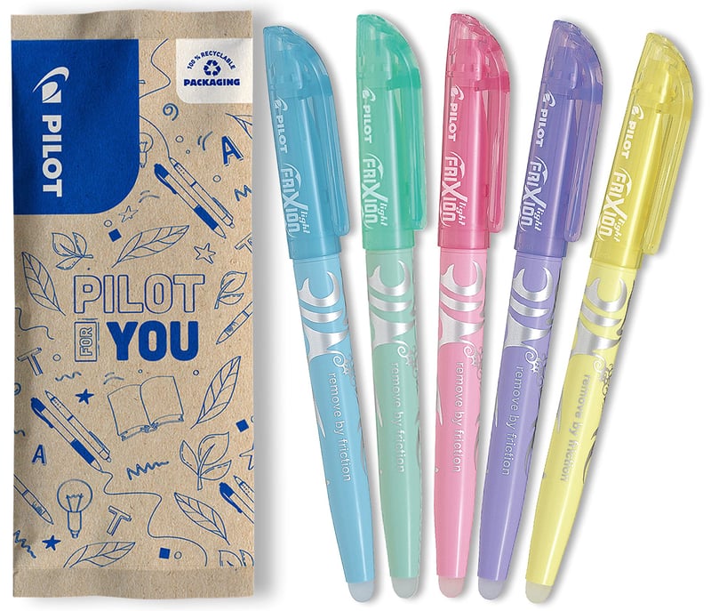 Sada vymazateľných zvýrazňovačov Pilot FriXion Light Soft, 5 ks, pastelová modrá, zelená, ružová, fialová, žltá, skosený hrot