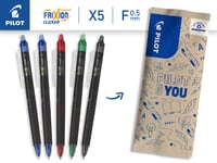 Sada vymazateľných gélových pier Pilot FriXion Point Clicker, 5 ks – 0,5 mm – 2 modré, 1 čierne, 1 červené, 1 zelené – tenký hrot, plniteľné 2