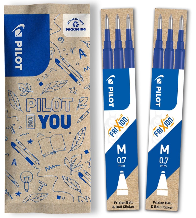 Náplň do guľôčkového pera Pilot FriXion, 0,7 mm, 6 ks, modrá, vymazateľný atrament, kompatibilná s FriXion Ball a FriXion Clicker, stredný hrot