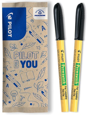 PILOT Permawash set tekstilnih flomastera, 2 komada, crni, tanki vrh, otporni na pranje