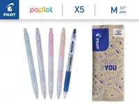Set 5 Pixuri cu Gel PILOT Pop'Lol – Verde pastel, Mov, Roz, Portocaliu și Albastru – Cu mecanism, Reîncărcabile, Vârf mediu 2