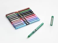 Set 4 pixuri cu cerneală lichidă Pilot V5 Hi-Tecpoint - Negru, Albastru, Roșu, Verde - Vârf fin 7