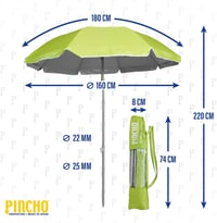 Pincho 180 cm összecsukható napernyő motorkerékpárhoz biciklhez UV védelmes UPF50+ - Pistachio Green 6