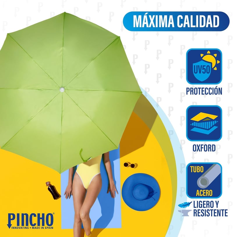 Pincho 180 cm összecsukható napernyő motorkerékpárhoz biciklhez UV védelmes UPF50+ - Pistachio Green