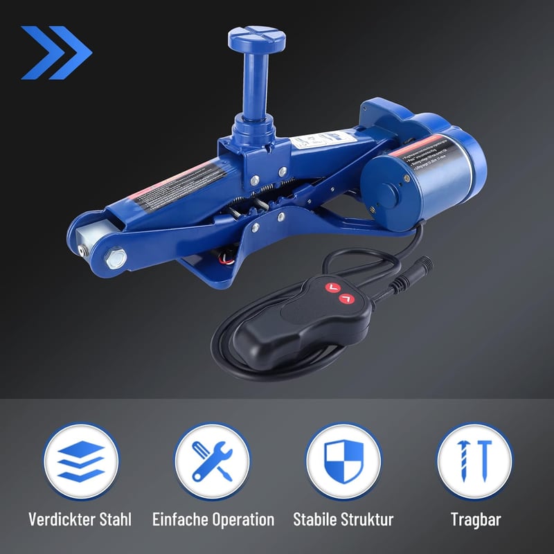 Pindex Elektromos Emelő 12V 1.5T - Távirányítós Autóemelő SUV-hoz és Személyautókhoz, 12-42 cm Emelési Magasság, Kék