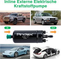 Pindex Elektromos Üzemanyag Szivattyú 12V - Univerzális Benzin és Dízel Adagoló Pumpa, Külső Szerelésű, 0580464070 Kompatibilis, Fekete 5