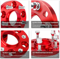 Pindex Keréknyomtáv Szélesítő 5x112 20mm - Audi A4 A5 A6 A7 Kompatibilis, 66.5mm Középfurat, 10db M14x1.5 Kerékcsavarral, Piros 3