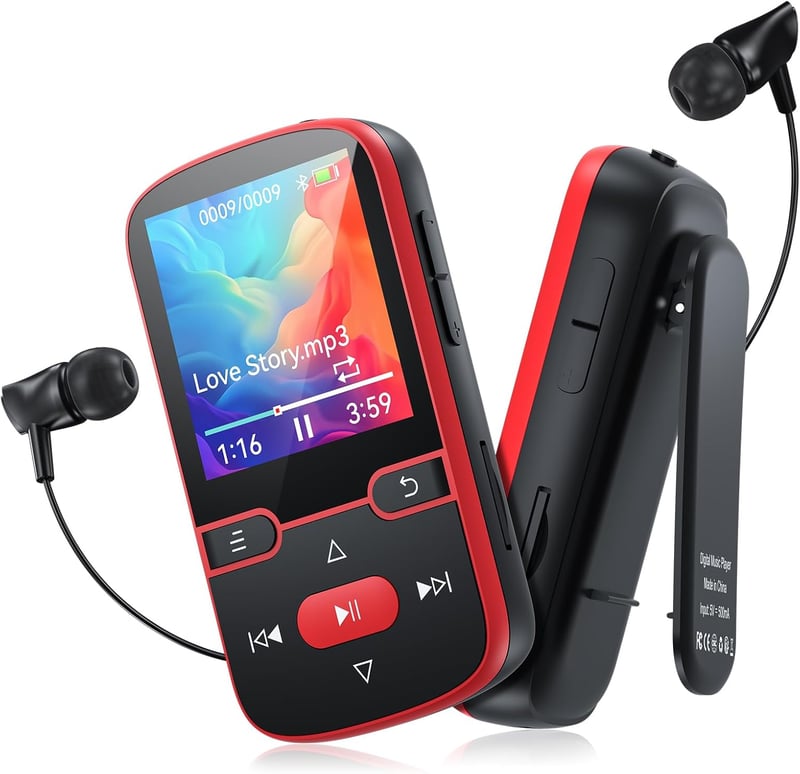 PINHUI MP3 lejátszó Bluetooth 5.3, 64 GB, csíptethető, FM rádióval és lépésszámlálóval
