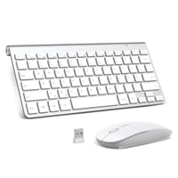Mini bezdrôtová súprava klávesnice a myši PINKCAT 2,4 GHz, ergonomická, tenká, rozloženie QWERTZ, 12 FN tlačidiel, tichá, strieborná, pre PC, notebook a smart zariadenia 1