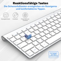 Mini bezdrôtová súprava klávesnice a myši PINKCAT 2,4 GHz, ergonomická, tenká, rozloženie QWERTZ, 12 FN tlačidiel, tichá, strieborná, pre PC, notebook a smart zariadenia 3
