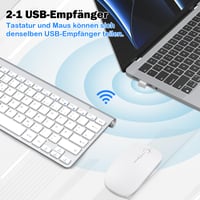 Mini bezdrôtová súprava klávesnice a myši PINKCAT 2,4 GHz, ergonomická, tenká, rozloženie QWERTZ, 12 FN tlačidiel, tichá, strieborná, pre PC, notebook a smart zariadenia 2