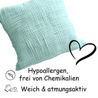 Bio mušelínová obliečka na vankúš PinkZebra 50x50 cm pre deti aj dospelých, s certifikátmi GOTS a Oeko-Tex, mäkká obliečka, mätová 5