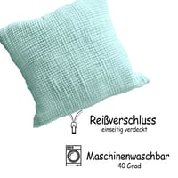 Bio mušelínová obliečka na vankúš PinkZebra 50x50 cm pre deti aj dospelých, s certifikátmi GOTS a Oeko-Tex, mäkká obliečka, mätová 6