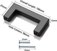 PinLin 20 db Fekete T-fogantyú Konyhaszekrényhez - Rozsdamentes Acél Fiókfogantyú 96 mm Lyuktávolsággal, 12 mm Szélességgel 3