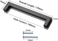 PinLin 30 db-os Fekete T-fogantyú Szett - Konyhai Szekrény Fiók Fogantyú Rozsdamentes Acélból, 160 mm Furattávolság, 12 mm Szélesség 2