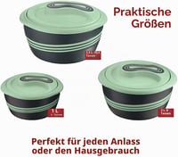 Pinnacle hőtartó rozsdamentes acél tálkészlet fedővel, 3 részes (2,5 l / 1,4 l / 0,9 l) - zöld 6