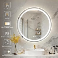 PINNIP LED-es kör alakú fürdőszobai okos tükör 60 cm, páramentes, szabályozható fény 3 szín, érintéses, HD edzett üveg 2