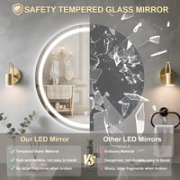 PINNIP LED-es kör alakú fürdőszobai okos tükör 60 cm, páramentes, szabályozható fény 3 szín, érintéses, HD edzett üveg 5