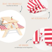 Set perne pentru mobilier de grădină Pinolino Nicki, 2 bucăți, cu dungi roșu-alb, husă lavabilă la 30°C, pentru copii începând cu vârsta de 2 ani 4