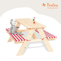 Set perne pentru mobilier de grădină Pinolino Nicki, 2 bucăți, cu dungi roșu-alb, husă lavabilă la 30°C, pentru copii începând cu vârsta de 2 ani 3