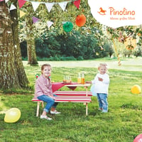 Set perne pentru mobilier de grădină Pinolino Nicki, 2 bucăți, cu dungi roșu-alb, husă lavabilă la 30°C, pentru copii începând cu vârsta de 2 ani 6