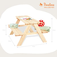 Pinolino Nicki detský piknikový stôl z masívneho dreva s lavicami pre 4 deti, záhradná súprava 90x79x50 cm 2