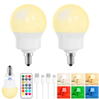 Nabíjateľná LED žiarovka Pinrutar s diaľkovým ovládaním, magnetická pätica E14, 3 teploty farieb + 9 farieb RGB, 480 lm, 3 časovače, na kempovanie a núdzové použitie, 2 ks 1