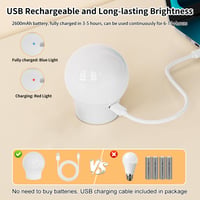 Nabíjateľná LED žiarovka Pinrutar s diaľkovým ovládaním, magnetická pätica E14, 3 teploty farieb + 9 farieb RGB, 480 lm, 3 časovače, na kempovanie a núdzové použitie, 2 ks 3