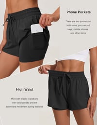 Pinspark 2in1 női sport rövidnadrág magas derékkal, zsebekkel - fekete - M-es méret 4