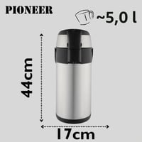Pioneer nerezová termoska s pumpičkou 5 litrov na teplé a studené nápoje, dávkovač na kávu a čaj, konferencie a podujatia, saténové prevedenie 6